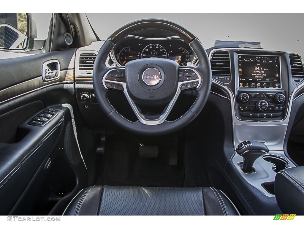 2014 Grand Cherokee Overland - Bright White / Overland Vesuvio Indigo Blue/Jeep Brown photo #4