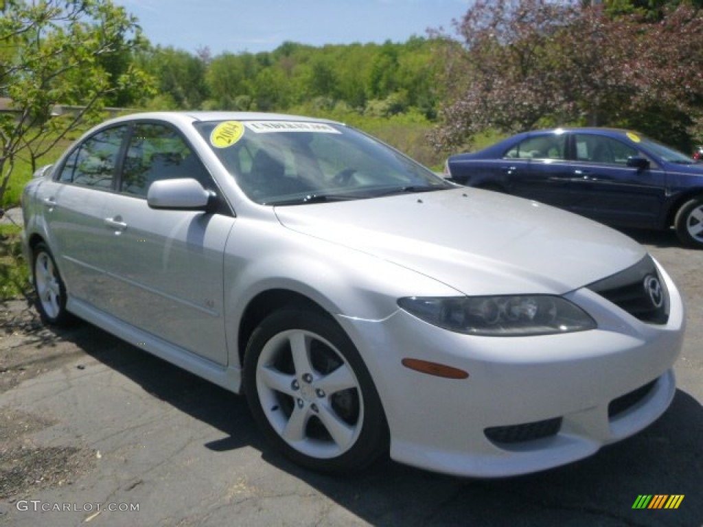 2004 MAZDA6 s Hatchback - Glacier Silver Metallic / Black photo #3