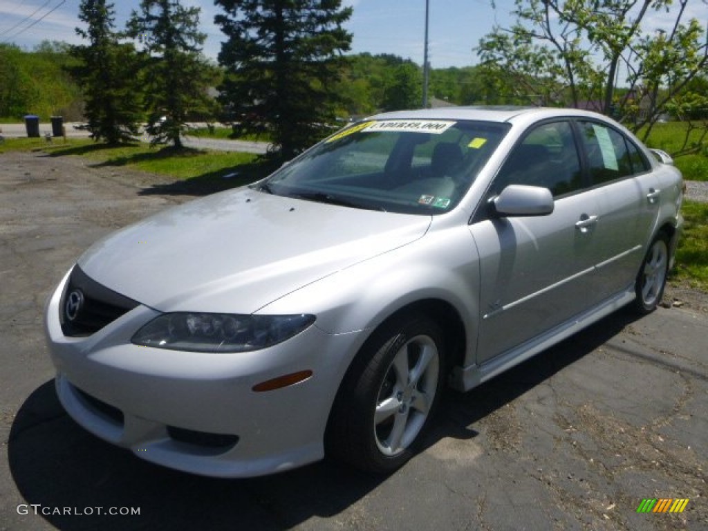 2004 MAZDA6 s Hatchback - Glacier Silver Metallic / Black photo #5