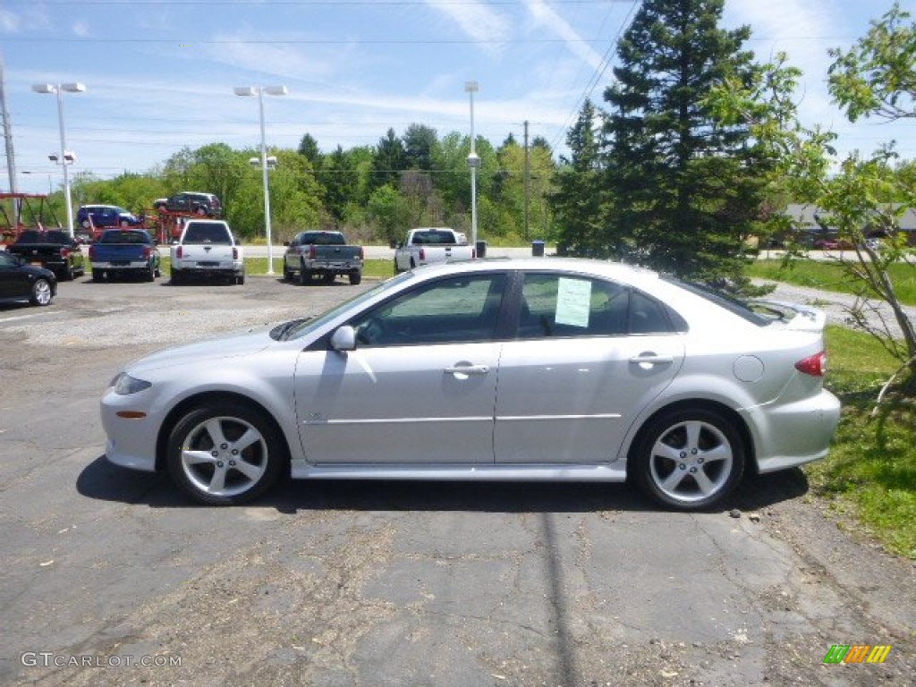 2004 MAZDA6 s Hatchback - Glacier Silver Metallic / Black photo #6