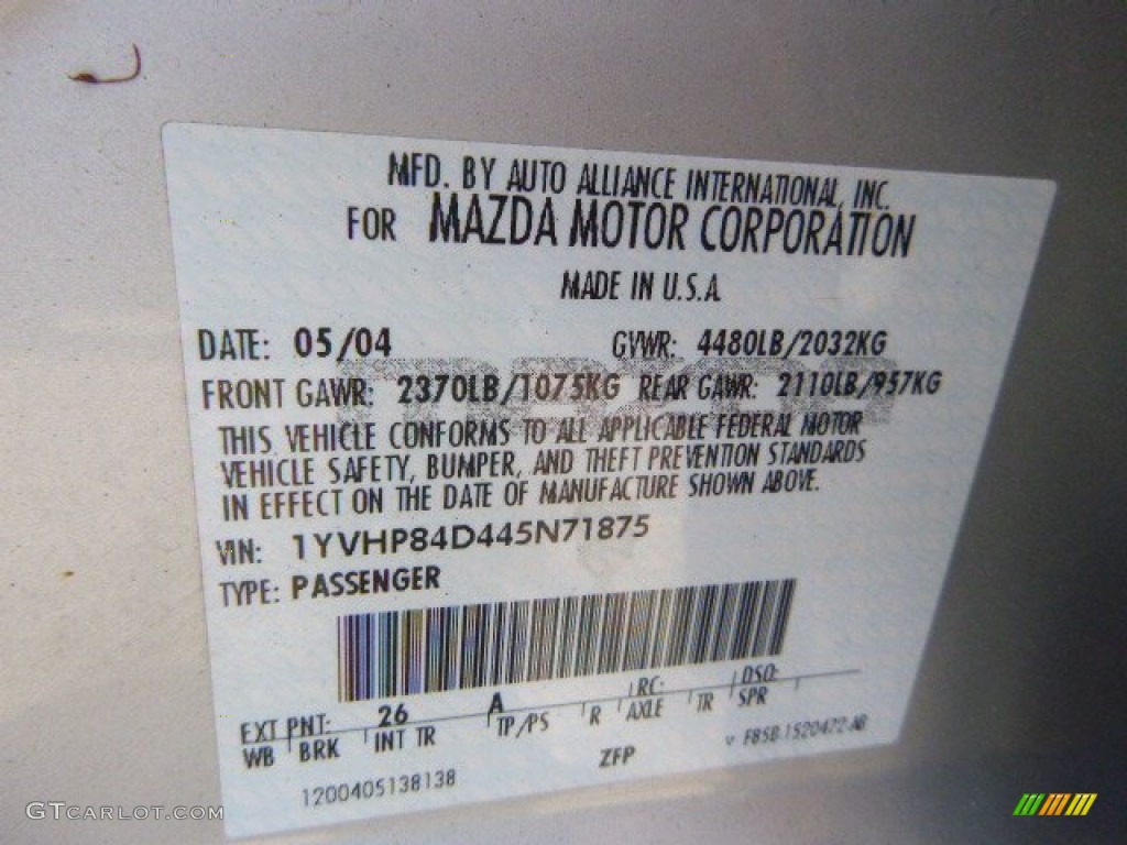 2004 MAZDA6 s Hatchback - Glacier Silver Metallic / Black photo #14