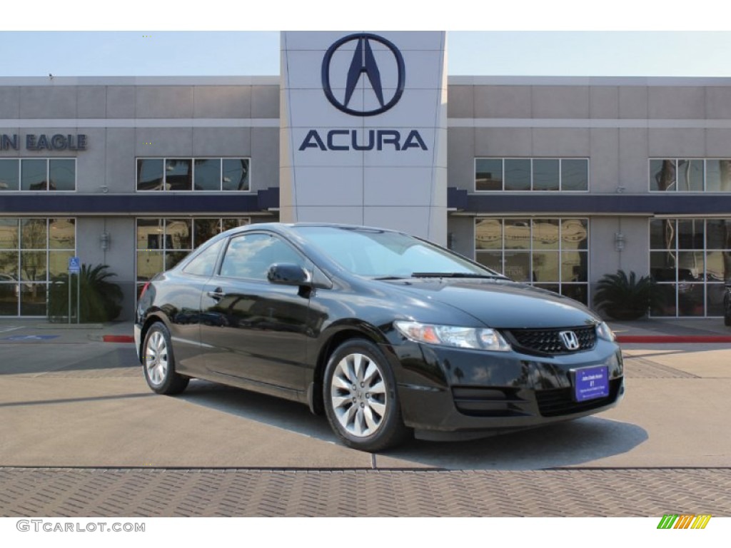 2010 Civic EX Coupe - Crystal Black Pearl / Gray photo #1