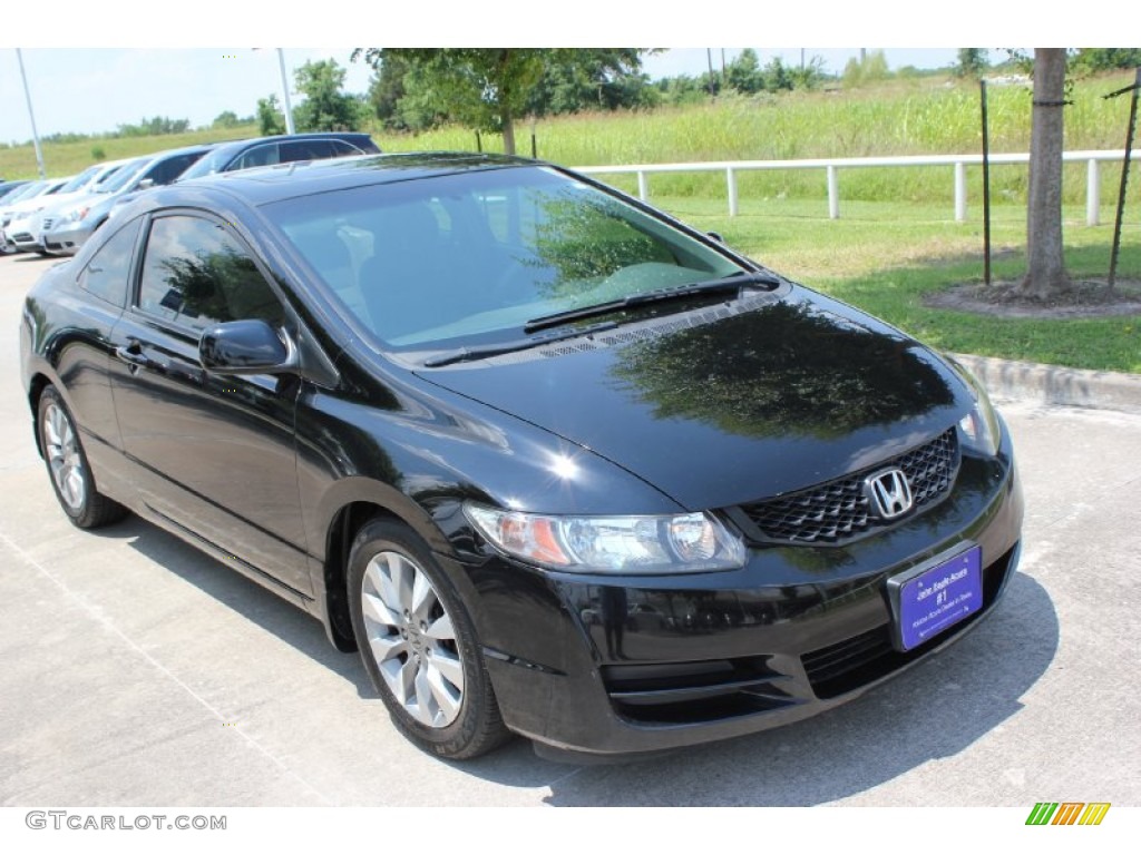 2010 Civic EX Coupe - Crystal Black Pearl / Gray photo #10