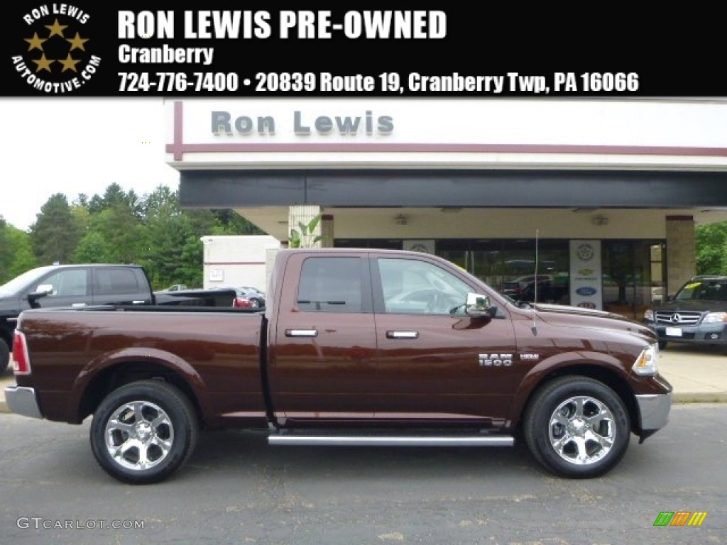 2013 1500 Laramie Quad Cab 4x4 - Western Brown Pearl / Canyon Brown/Light Frost Beige photo #1