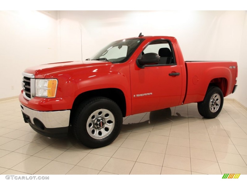 Fire Red 2009 GMC Sierra 1500 Work Truck Regular Cab 4x4 Exterior Photo #104461069