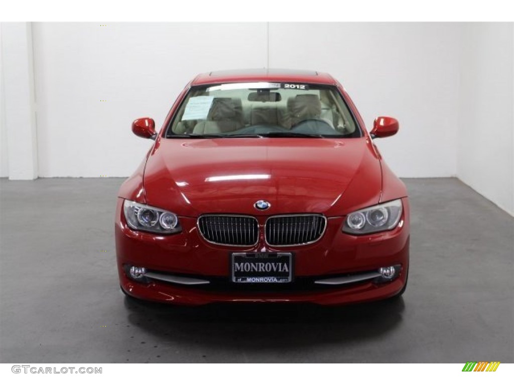 2012 3 Series 328i Coupe - Crimson Red / Cream Beige photo #7