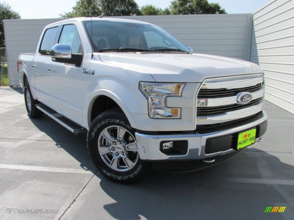 2015 F150 Lariat SuperCrew 4x4 - White Platinum Tricoat / Medium Light Camel photo #1