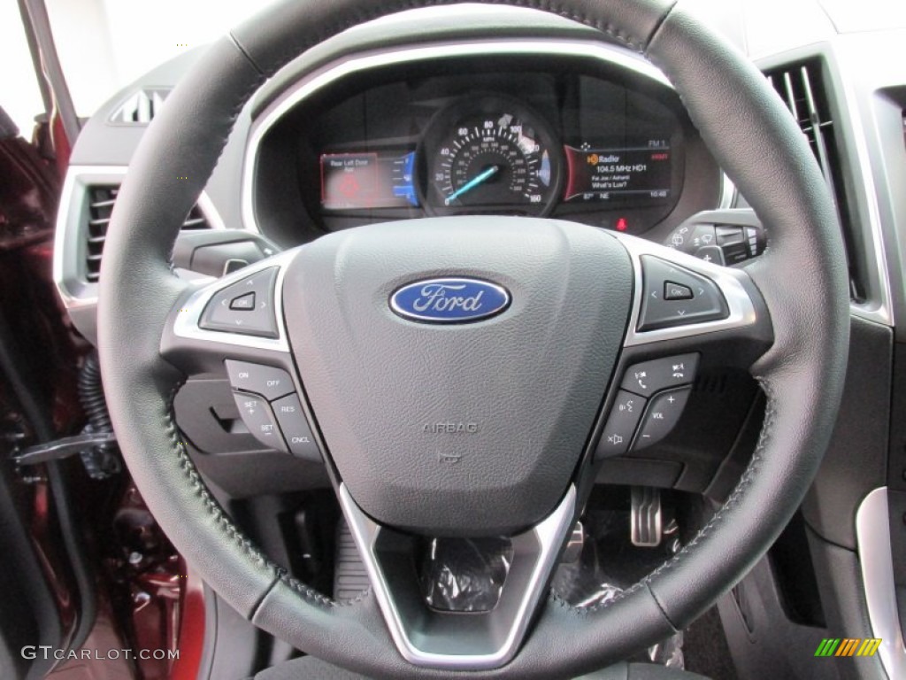 2015 Ford Edge Sport Ebony Steering Wheel Photo #104479054