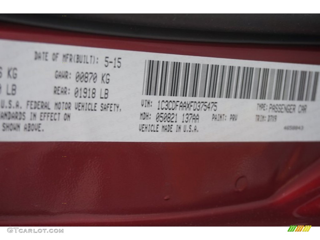 2015 Dart SE - Passion Red Pearl / Black photo #9