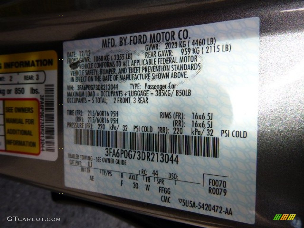 2013 Fusion S - Sterling Gray Metallic / Earth Gray photo #24