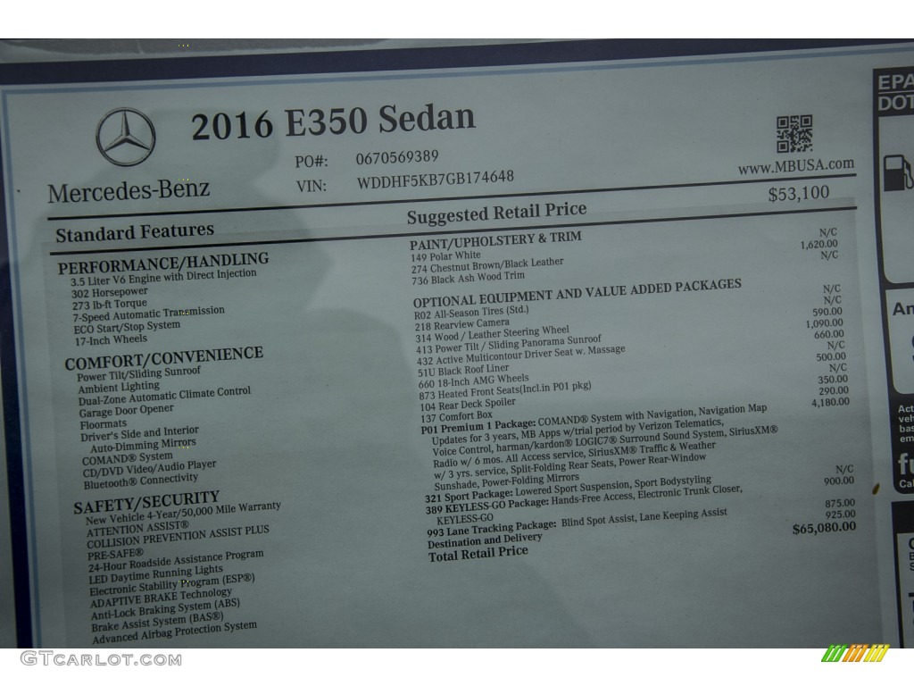 2016 E 350 Sedan - Polar White / Chestnut Brown/Black photo #11