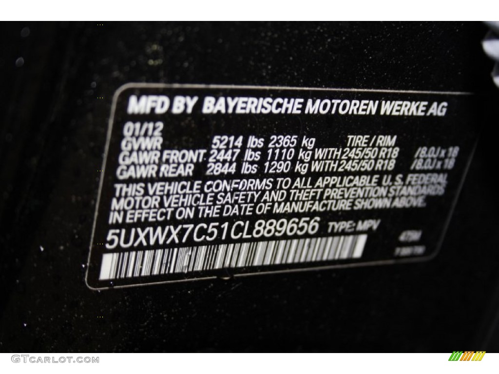 2012 X3 xDrive 35i - Black Sapphire Metallic / Black photo #22