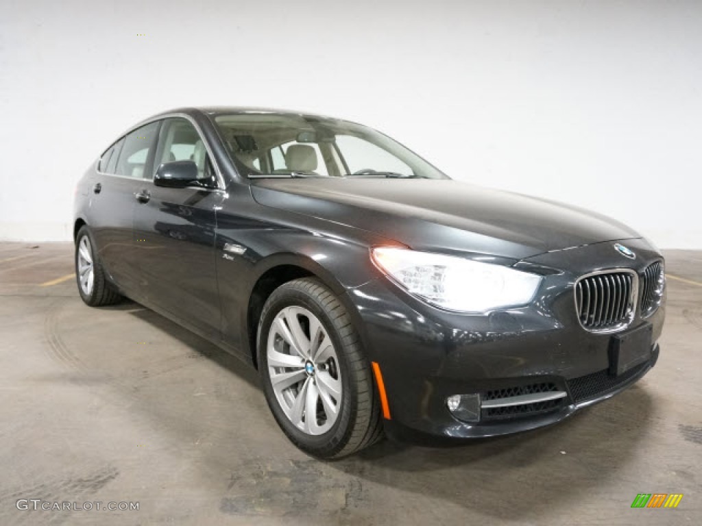 2012 5 Series 535i xDrive Gran Turismo - Dark Graphite Metallic II / Oyster/Black photo #1