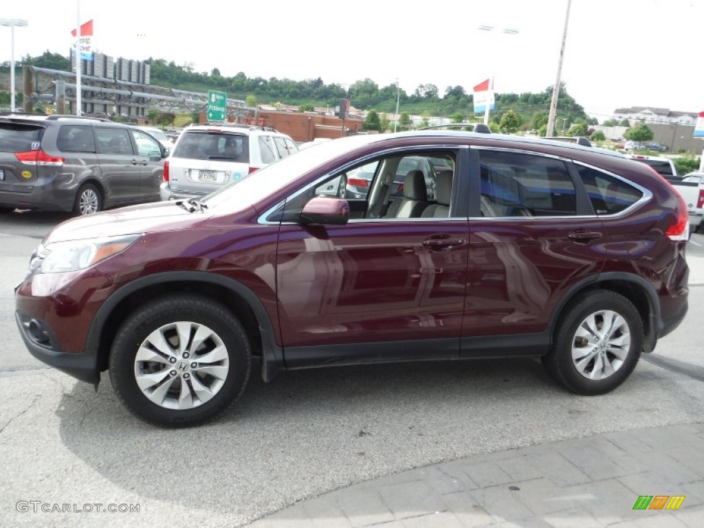 2012 CR-V EX 4WD - Basque Red Pearl II / Beige photo #6