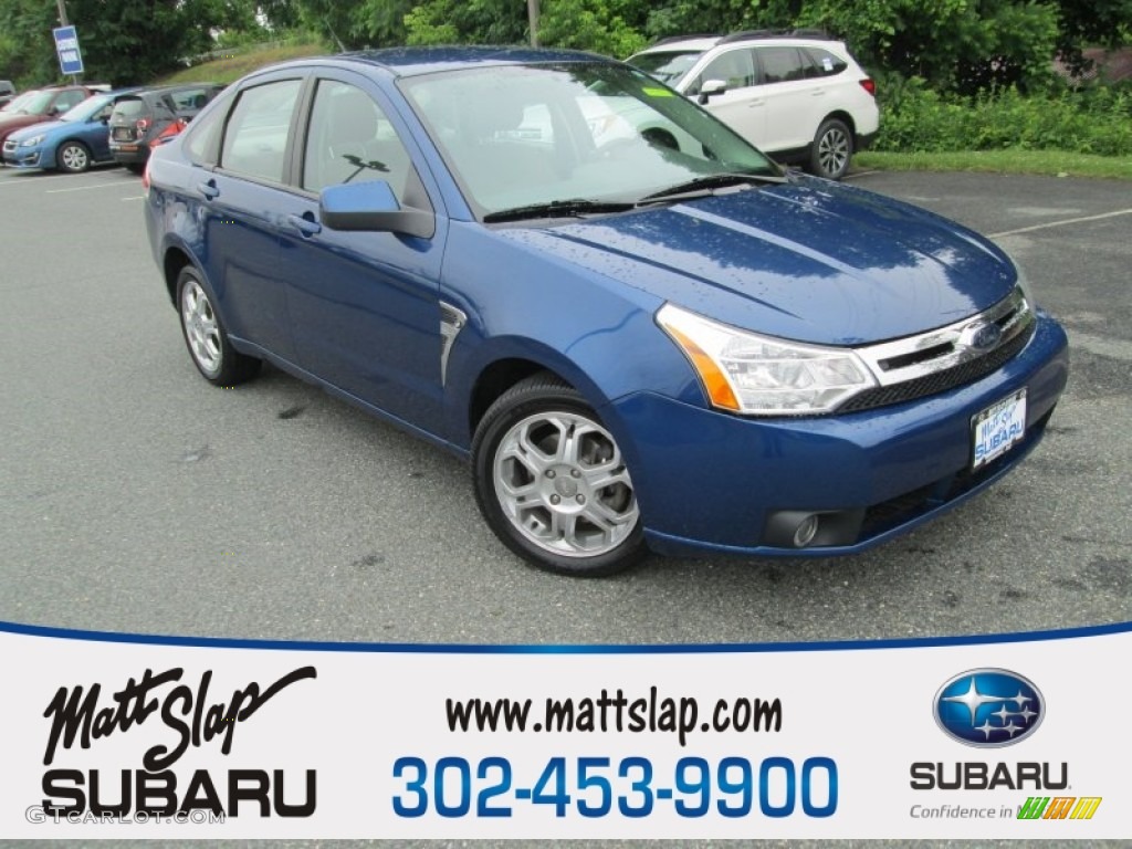 2008 Focus SES Sedan - Vista Blue Metallic / Medium Stone photo #1