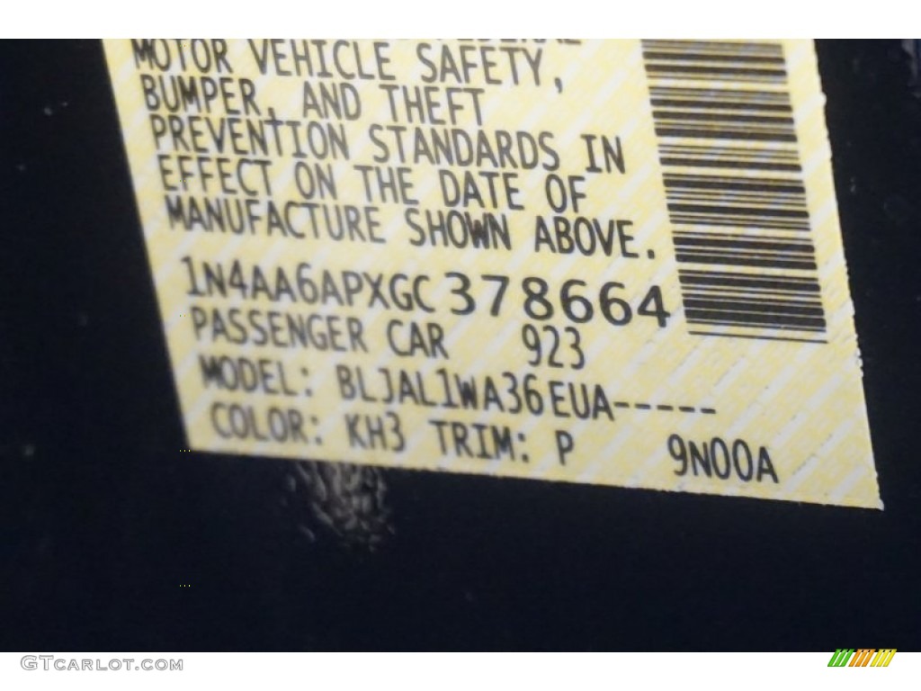 2016 Maxima Color Code KH3 for Super Black Photo #104537146