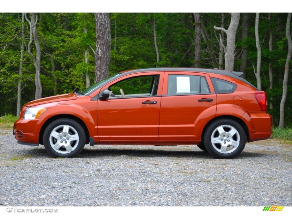 2008 Caliber SXT - Sunburst Orange Pearl / Pastel Pebble Beige photo #3