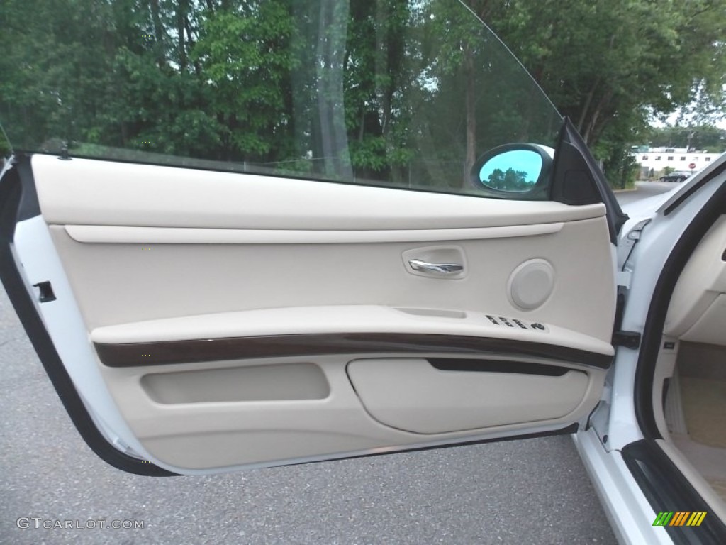 2009 BMW 3 Series 328i Convertible Cream Beige Dakota Leather Door Panel Photo #104540869