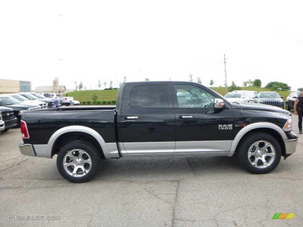 2015 1500 Laramie Crew Cab 4x4 - Brilliant Black Crystal Pearl / Black photo #7