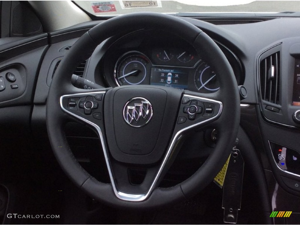 2015 Buick Regal AWD Ebony Steering Wheel Photo #104555821