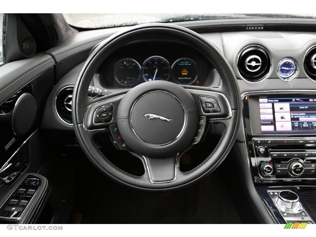 2013 Jaguar XJ XJ AWD Jet Steering Wheel Photo #104582278