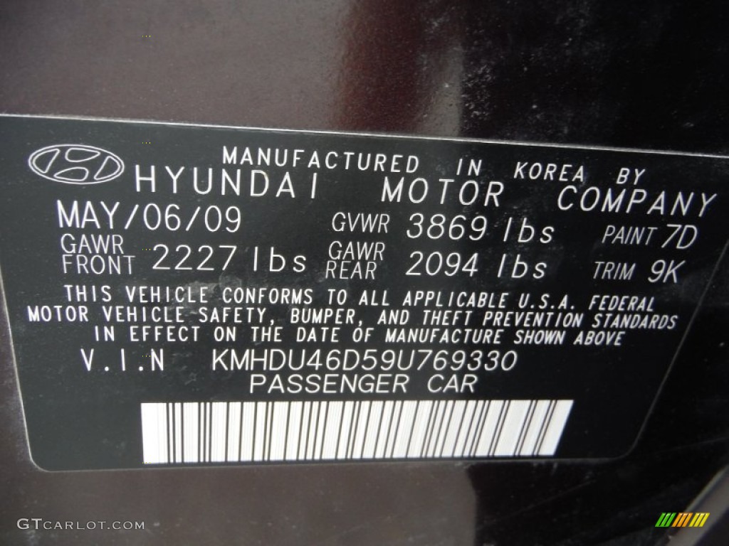 2009 Elantra GLS Sedan - Purple Rain / Beige photo #19