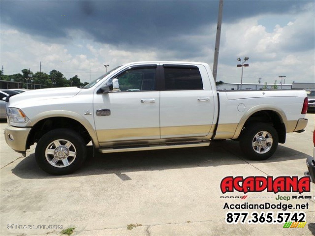 2012 Ram 2500 HD Laramie Longhorn Crew Cab 4x4 - Bright White / Light Pebble Beige/Bark Brown photo #3