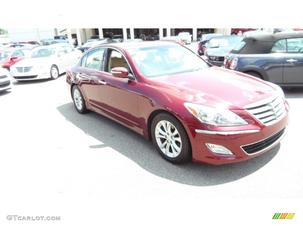 2013 Genesis 3.8 Sedan - Cabernet Red Pearl / Cashmere photo #1