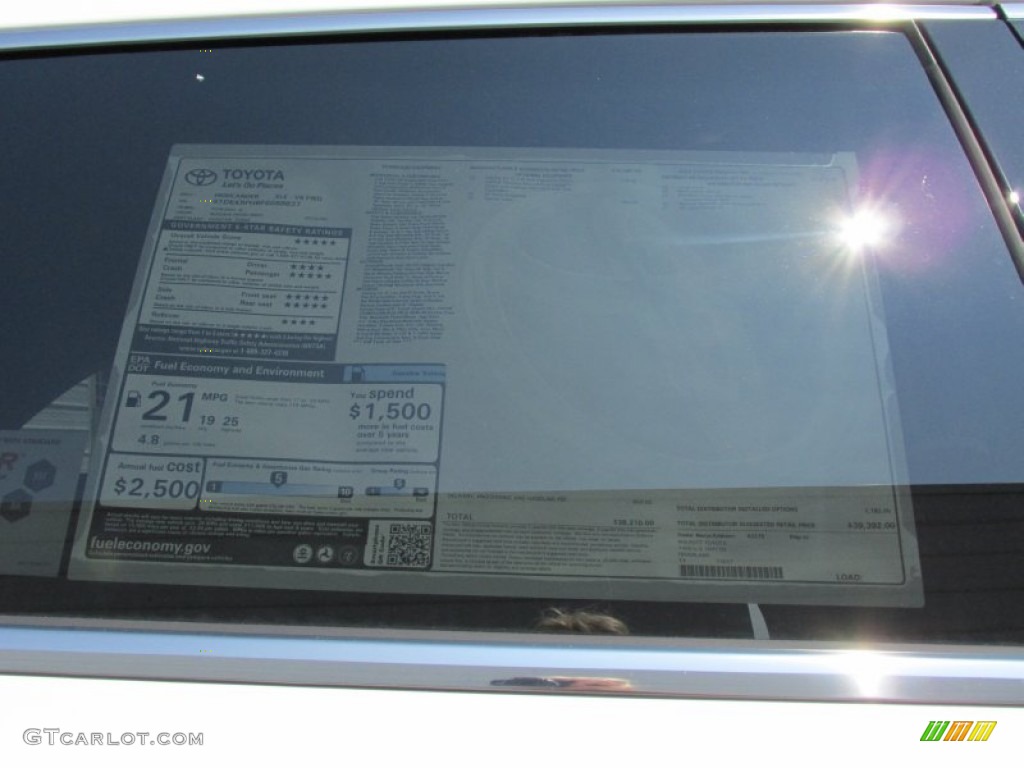 2015 Highlander XLE - Blizzard Pearl White / Black photo #37