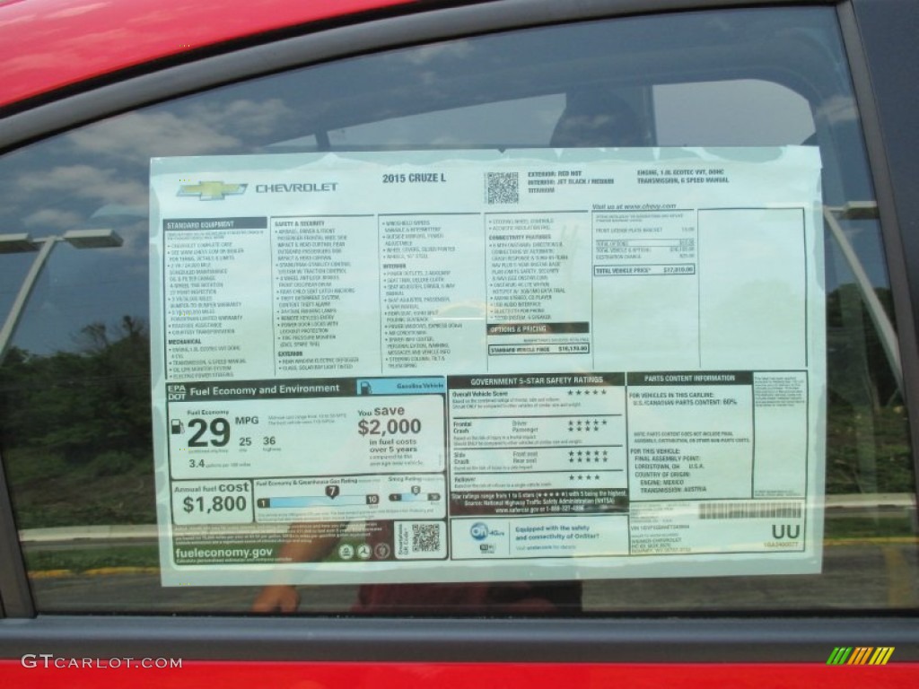 2015 Chevrolet Cruze L Window Sticker Photo #104656888