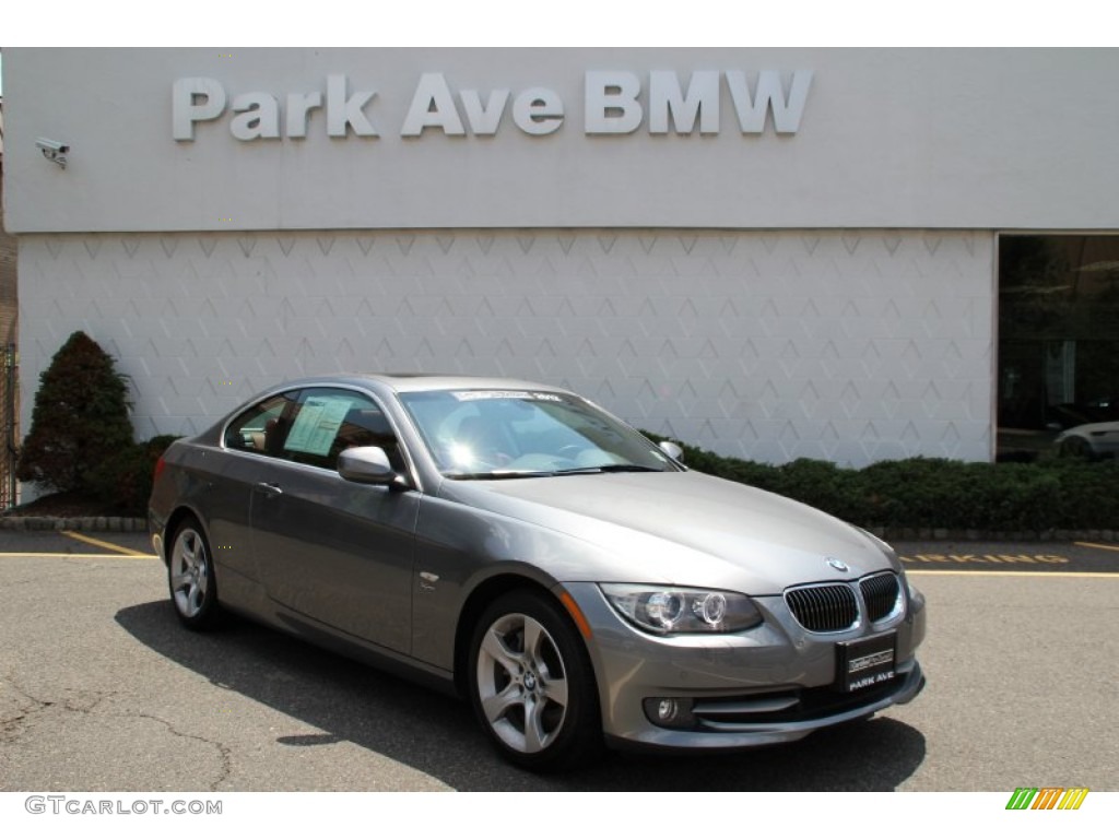 2012 3 Series 335i xDrive Coupe - Space Grey Metallic / Coral Red/Black photo #1