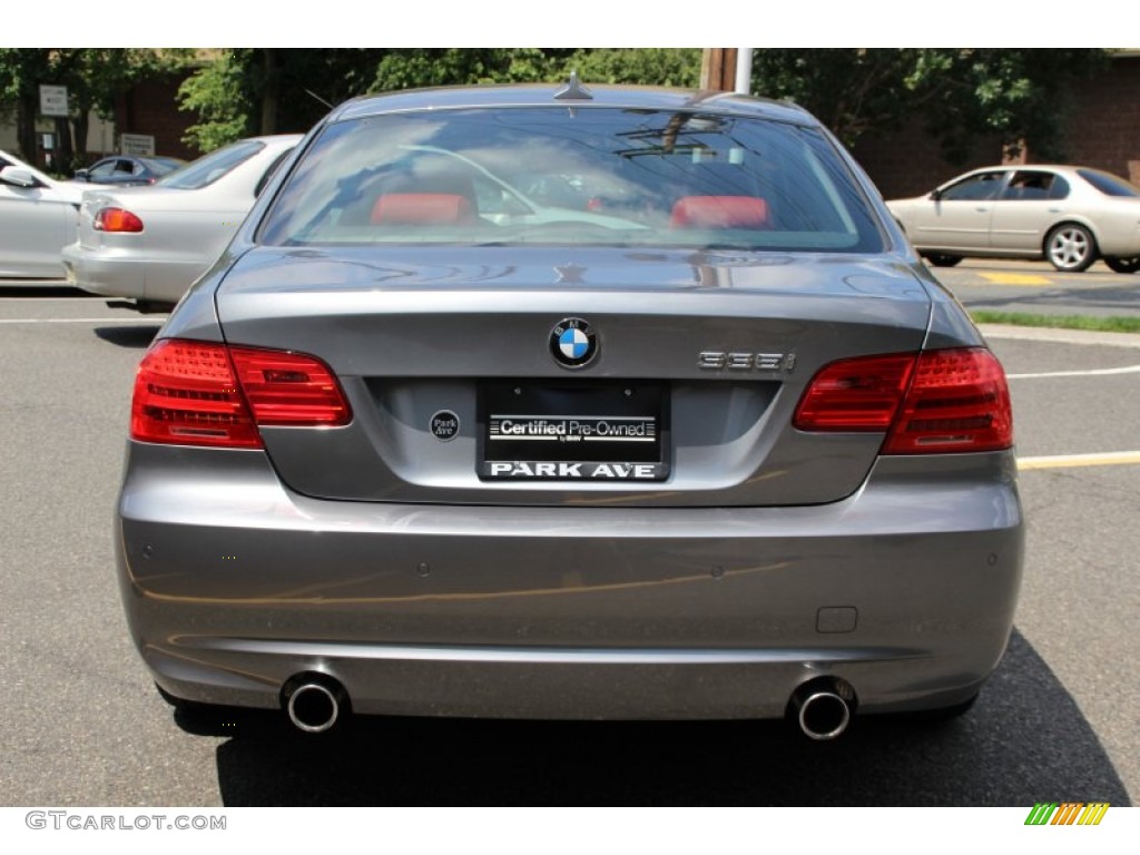 2012 3 Series 335i xDrive Coupe - Space Grey Metallic / Coral Red/Black photo #4