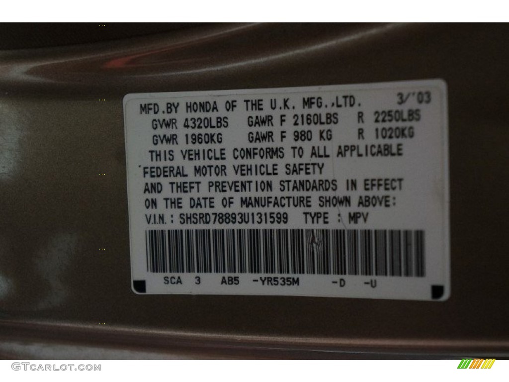 2003 CR-V EX 4WD - Mojave Mist Metallic / Saddle photo #14