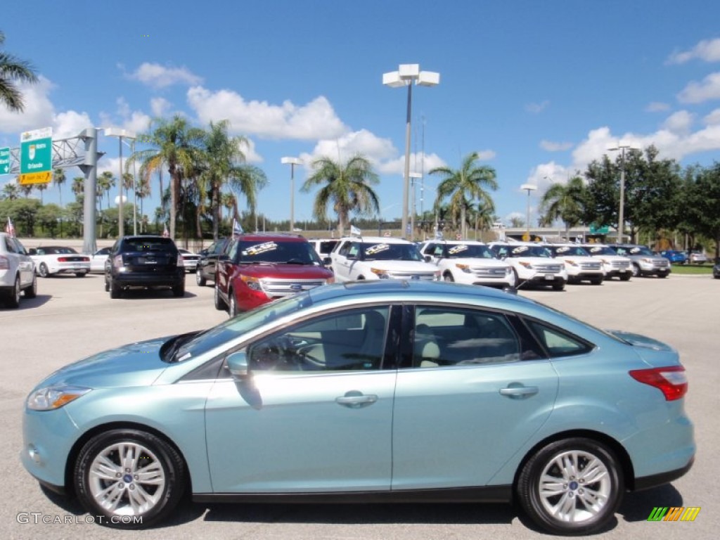 2012 Focus SEL Sedan - Frosted Glass Metallic / Stone photo #12