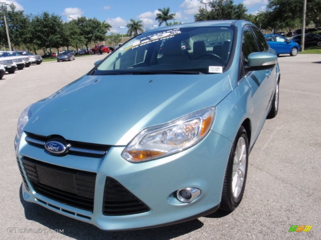 2012 Focus SEL Sedan - Frosted Glass Metallic / Stone photo #14