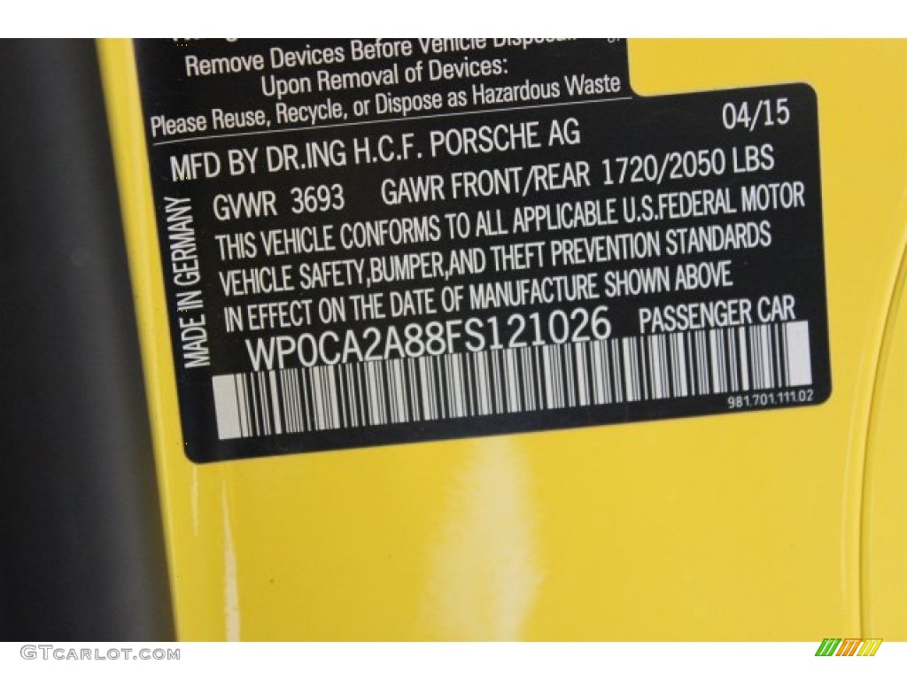 2015 Boxster  - Racing Yellow / Black photo #31