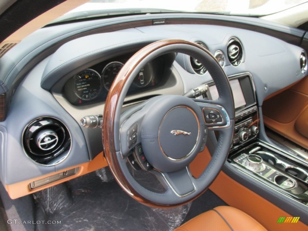 2015 Jaguar XJ XJL Portfolio London Tan/Navy Dashboard Photo #104693742