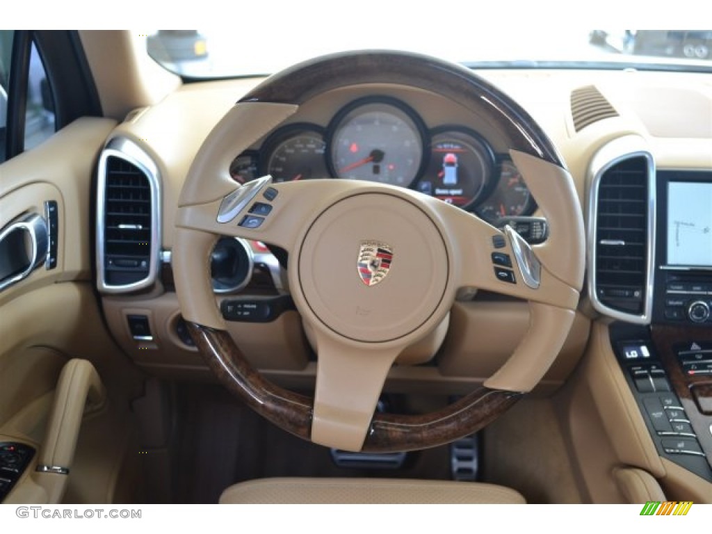 2011 Porsche Cayenne S Luxor Beige Steering Wheel Photo #104708430