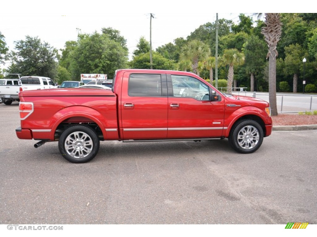 2011 F150 Platinum SuperCrew - Red Candy Metallic / Pale Adobe photo #4