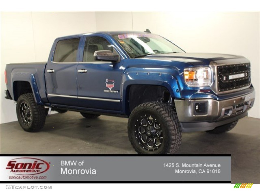2015 Sierra 1500 SLT Crew Cab - Stone Blue Metallic / Jet Black photo #1