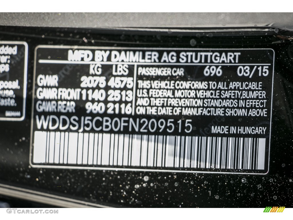 2015 CLA Color Code 696 for Night Black Photo #104732537