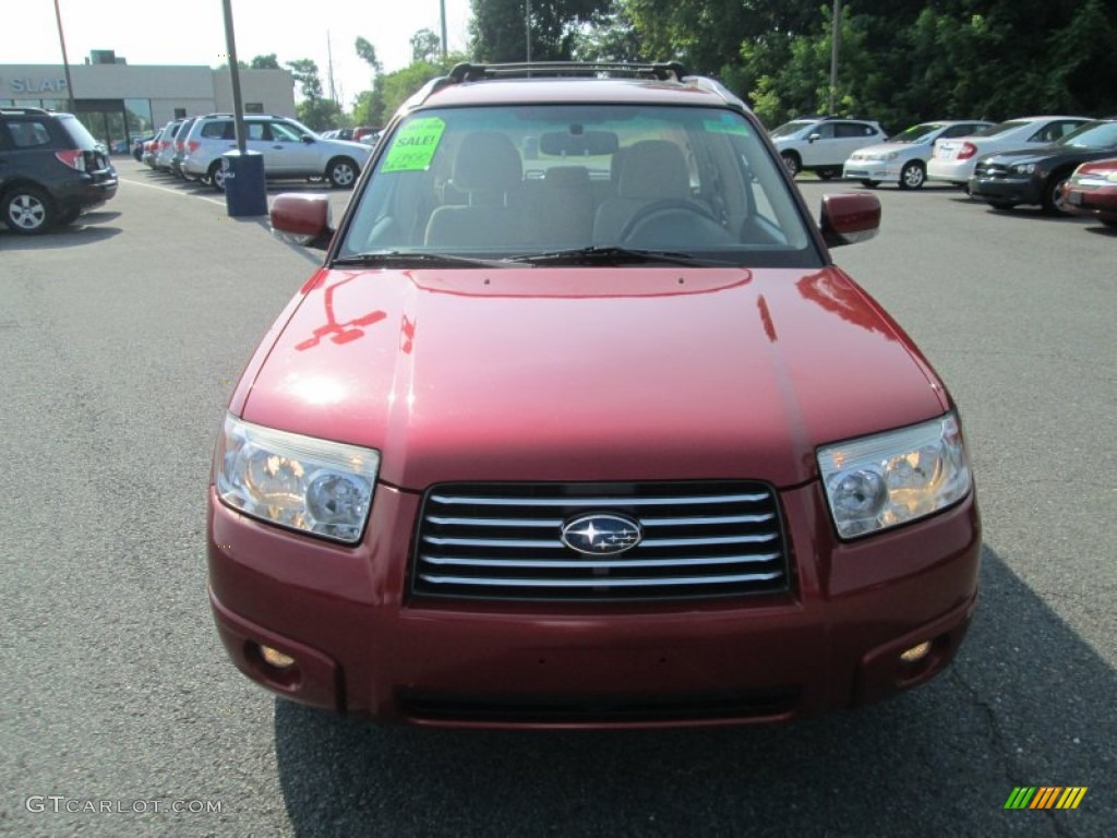 2008 Forester 2.5 X - Garnet Red Pearl / Desert Beige photo #3