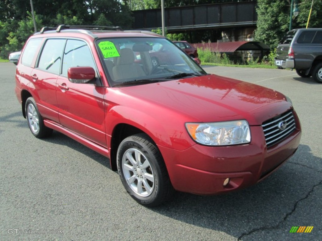 2008 Forester 2.5 X - Garnet Red Pearl / Desert Beige photo #4