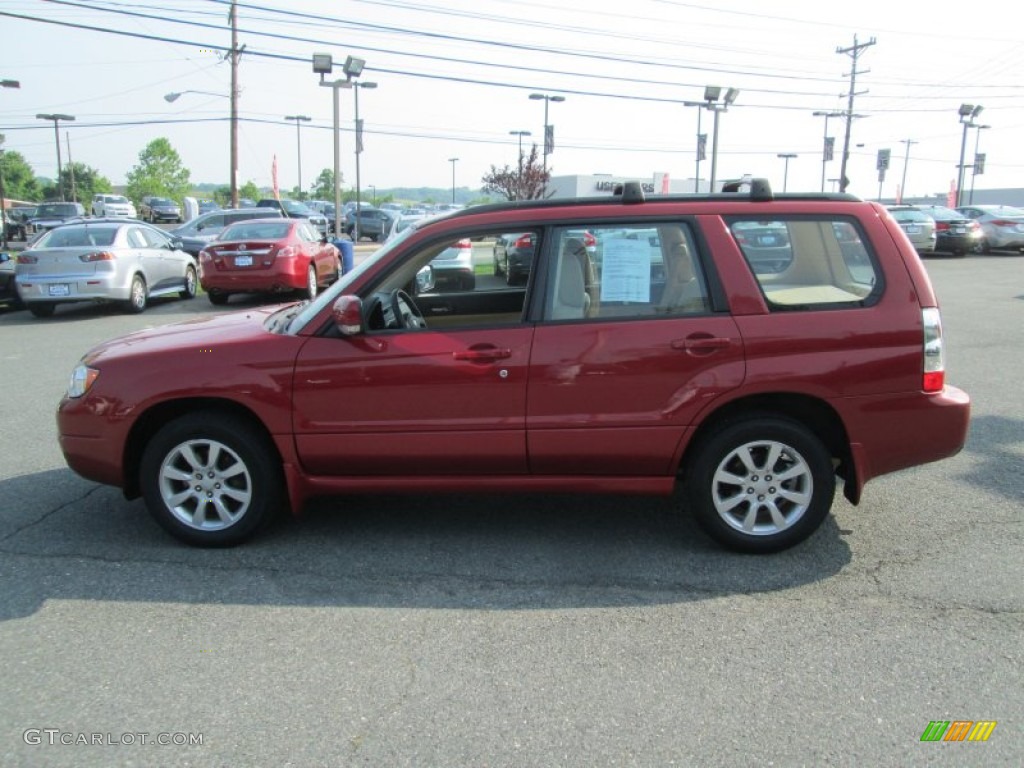 2008 Forester 2.5 X - Garnet Red Pearl / Desert Beige photo #9