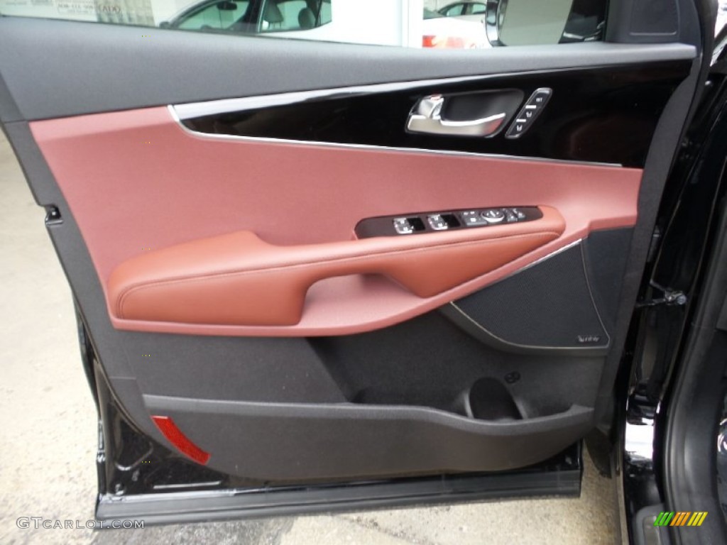 2016 Kia Sorento Limited AWD Limited Merlot Nappa Leather Door Panel Photo #104741696