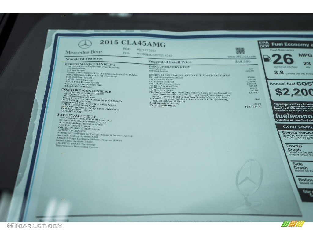 2015 Mercedes-Benz CLA 45 AMG Window Sticker Photos