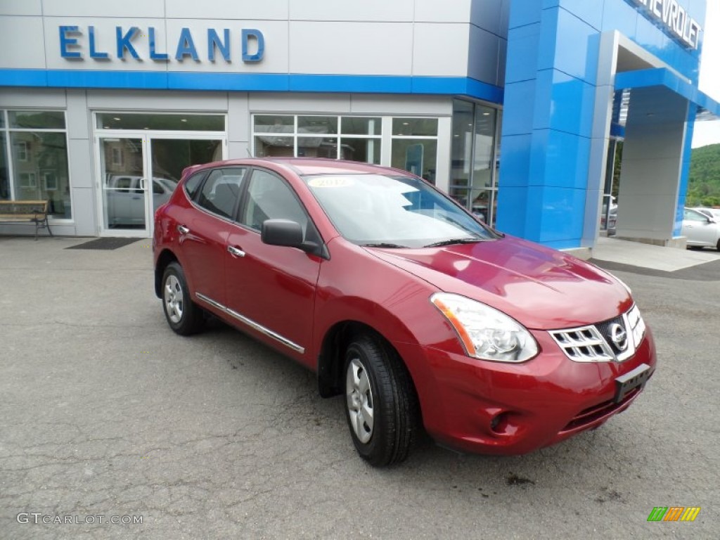 2012 Rogue S AWD - Cayenne Red / Black photo #3