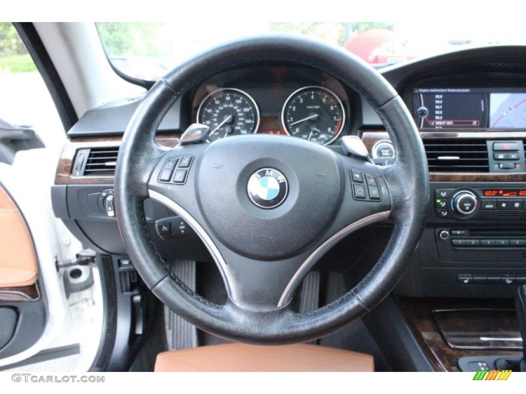 2009 BMW 3 Series 335xi Coupe Saddle Brown Dakota Leather Steering Wheel Photo #104769646