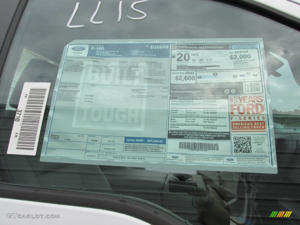 2015 Ford F150 XL Regular Cab Window Sticker Photos