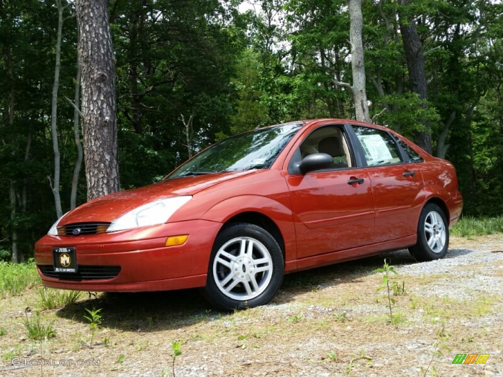 2000 Focus SE Sedan - Autumn Orange Metallic / Medium Parchment photo #1